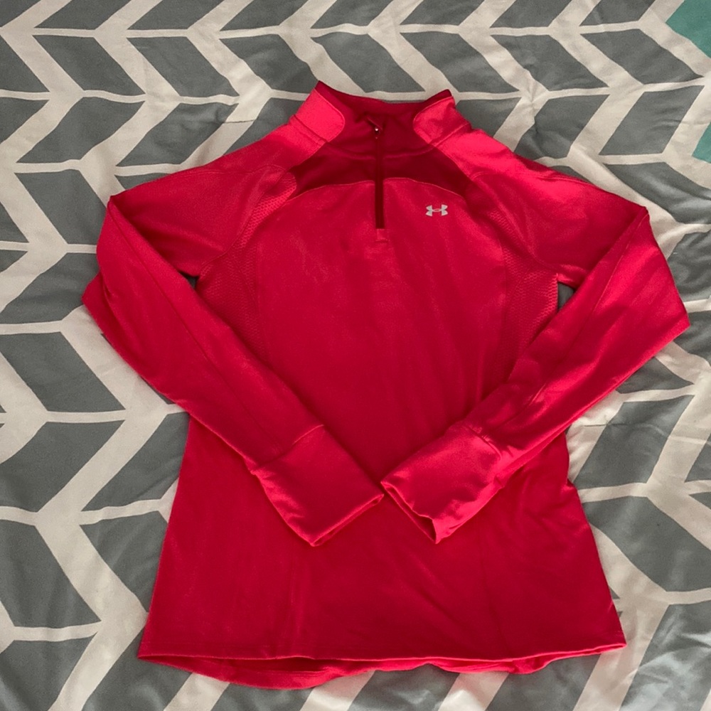 Under Armour Women’s Cold Gear Quarter Zip pullover. Pink Medium